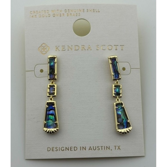 Kendra Scott Jewelry - Kendra Scott Serena Linear Dangle Earrings Abalone Shell Gold Tone